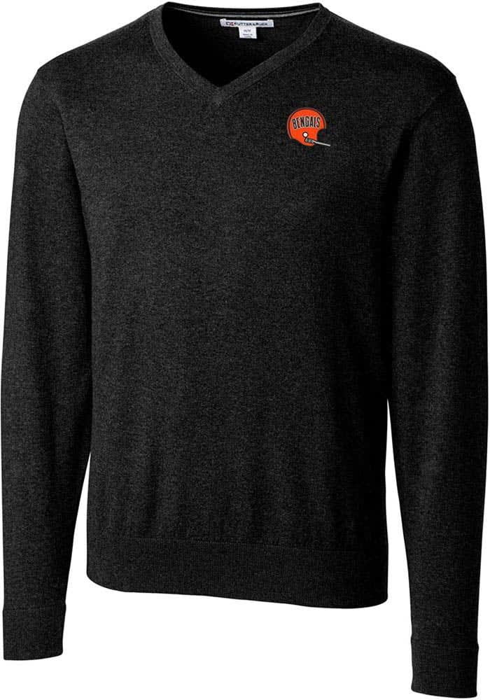 Cutter and Buck Cincinnati Bengals Mens Black Historic Lakemont Long Sleeve Sweater