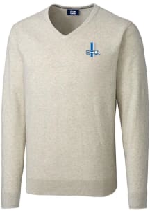 Cutter and Buck Detroit Lions Mens Oatmeal Historic Lakemont Long Sleeve Sweater
