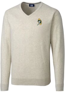 Cutter and Buck Green Bay Packers Mens Oatmeal Historic Lakemont Long Sleeve Sweater