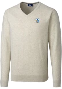 Cutter and Buck Los Angeles Chargers Mens Oatmeal Historic Lakemont Long Sleeve Sweater