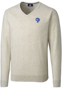 Cutter and Buck Los Angeles Rams Mens Oatmeal Historic Lakemont Long Sleeve Sweater