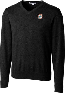 Cutter and Buck Miami Dolphins Mens Black Historic Lakemont Long Sleeve Sweater