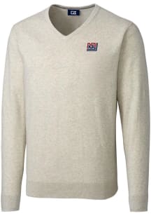 Cutter and Buck New York Giants Mens Oatmeal Historic Lakemont Long Sleeve Sweater