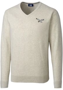 Cutter and Buck Philadelphia Eagles Mens Oatmeal Historic Lakemont Long Sleeve Sweater