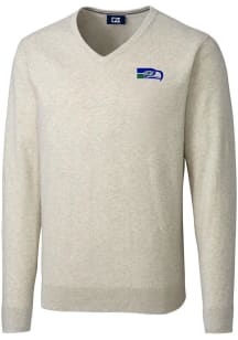 Cutter and Buck Seattle Seahawks Mens Oatmeal Historic Lakemont Long Sleeve Sweater