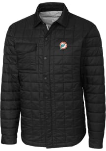 Cutter and Buck Miami Dolphins Mens Black Historic Rainier PrimaLoft Outerwear Lined Jacket