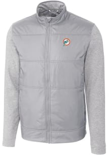 Cutter and Buck Miami Dolphins Mens Grey Historic Stealth Medium Weight Jacket