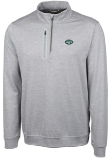 Cutter and Buck New York Jets Mens Grey Stealth Long Sleeve 1/4 Zip Pullover