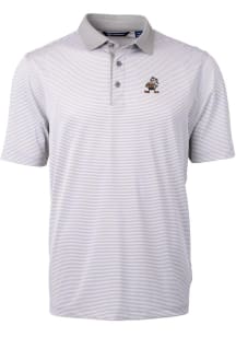 Cutter and Buck Cleveland Browns Mens Grey Virtue Eco Pique Short Sleeve Polo