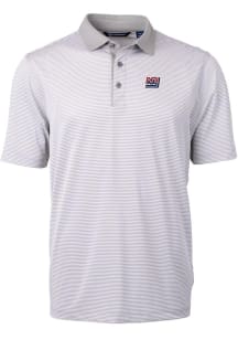 Cutter and Buck New York Giants Mens Grey Historic Virtue Eco Pique Micro Stripe Short Sleeve Po..