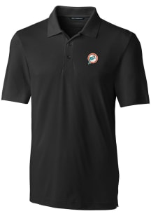 Cutter and Buck Miami Dolphins Mens Black Forge Short Sleeve Polo