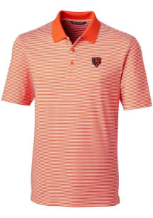 Cutter and Buck Chicago Bears Mens Orange Historic Forge Tonal Stripe Short Sleeve Polo