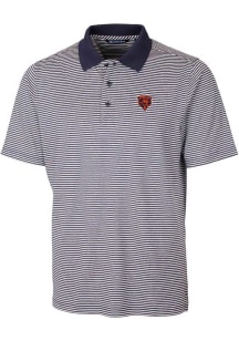 Cutter and Buck Chicago Bears Mens Navy Blue Historic Forge Tonal Stripe Short Sleeve Polo