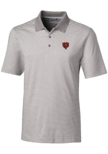 Cutter and Buck Chicago Bears Mens Grey Historic Forge Tonal Stripe Short Sleeve Polo