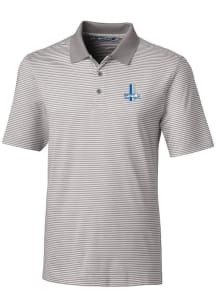 Cutter and Buck Detroit Lions Mens Grey Historic Forge Tonal Stripe Short Sleeve Polo