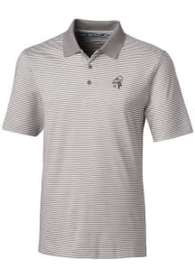 Cutter and Buck New Orleans Saints Mens Grey Historic Forge Tonal Stripe Short Sleeve Polo