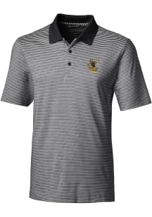 Cutter and Buck Pittsburgh Steelers Mens Black Historic Forge Tonal Stripe Short Sleeve Polo