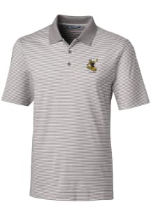 Cutter and Buck Pittsburgh Steelers Mens Grey Historic Forge Tonal Stripe Short Sleeve Polo