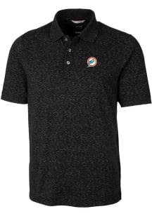 Cutter and Buck Miami Dolphins Mens Black Historic Advantage Space Dye Short Sleeve Polo