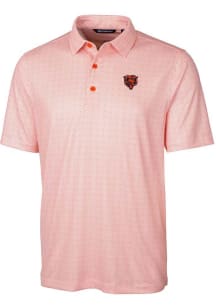 Cutter and Buck Chicago Bears Mens Orange Pike Short Sleeve Polo