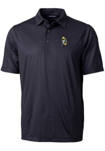 Cutter and Buck Green Bay Packers Mens Black Historic Pike Double Dot Short Sleeve Polo