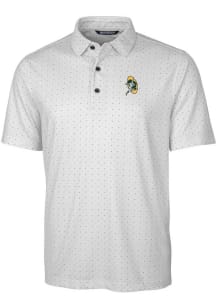 Cutter and Buck Green Bay Packers Mens Charcoal Historic Pike Double Dot Short Sleeve Polo