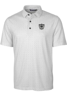 Cutter and Buck Las Vegas Raiders Mens Charcoal Historic Pike Double Dot Short Sleeve Polo