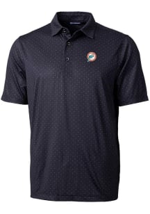 Cutter and Buck Miami Dolphins Mens Black Historic Pike Double Dot Short Sleeve Polo