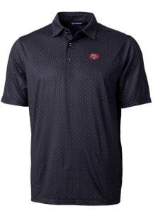 Cutter and Buck San Francisco 49ers Mens Black Historic Pike Double Dot Short Sleeve Polo