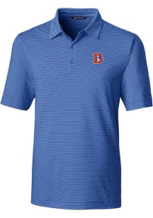 Cutter and Buck Denver Broncos Mens Blue Historic Forge Pencil Stripe Short Sleeve Polo