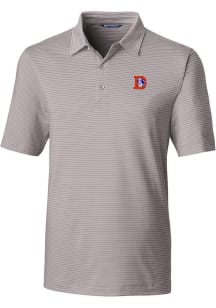 Cutter and Buck Denver Broncos Mens Grey Historic Forge Pencil Stripe Short Sleeve Polo