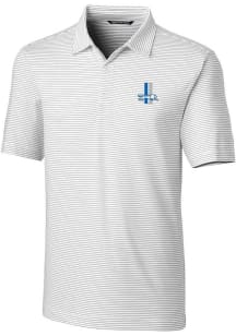 Cutter and Buck Detroit Lions Mens White Historic Forge Pencil Stripe Short Sleeve Polo