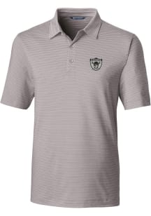 Cutter and Buck Las Vegas Raiders Mens Grey Historic Forge Pencil Stripe Short Sleeve Polo