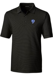 Cutter and Buck Los Angeles Rams Mens Black Historic Forge Pencil Stripe Short Sleeve Polo