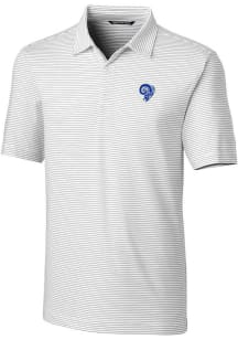 Cutter and Buck Los Angeles Rams Mens White Historic Forge Pencil Stripe Short Sleeve Polo
