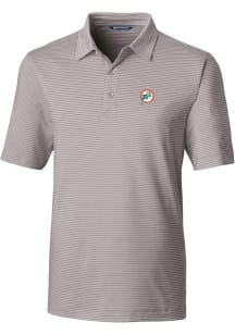Cutter and Buck Miami Dolphins Mens Grey Historic Forge Pencil Stripe Short Sleeve Polo