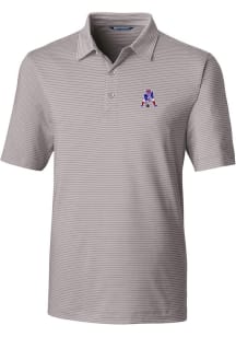 Cutter and Buck New England Patriots Mens Grey Historic Forge Pencil Stripe Short Sleeve Polo