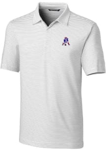 Cutter and Buck New England Patriots Mens White Historic Forge Pencil Stripe Short Sleeve Polo