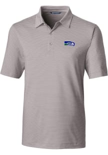 Cutter and Buck Seattle Seahawks Mens Grey Historic Forge Pencil Stripe Short Sleeve Polo