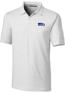 Cutter and Buck Seattle Seahawks Mens White Historic Forge Pencil Stripe Short Sleeve Polo