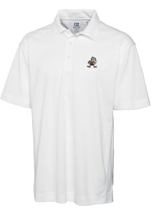 Cutter and Buck Cleveland Browns Mens White Historic Drytec Genre Short Sleeve Polo