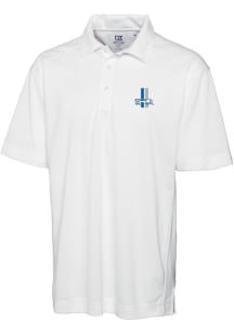Cutter and Buck Detroit Lions Mens White Historic Drytec Genre Short Sleeve Polo
