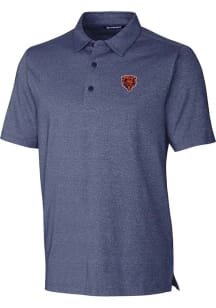 Cutter and Buck Chicago Bears Mens Blue Historic Forge Heathered Short Sleeve Polo