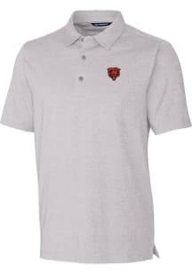 Cutter and Buck Chicago Bears Mens Grey Historic Forge Heathered Short Sleeve Polo