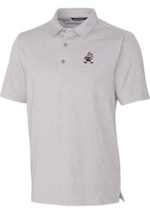 Cutter and Buck Cleveland Browns Mens Grey Historic Forge Heathered Short Sleeve Polo