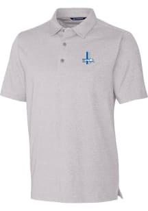 Cutter and Buck Detroit Lions Mens Grey Historic Forge Heathered Short Sleeve Polo