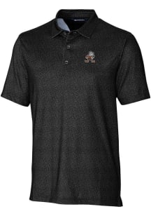 Cutter and Buck Cleveland Browns Mens Black Historic Pike Micro Floral Short Sleeve Polo