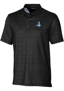 Cutter and Buck Detroit Lions Mens Black Historic Pike Micro Floral Short Sleeve Polo