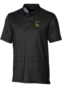 Cutter and Buck Pittsburgh Steelers Mens Black Historic Pike Micro Floral Short Sleeve Polo