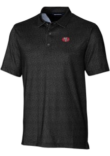 Cutter and Buck San Francisco 49ers Mens Black Historic Pike Micro Floral Short Sleeve Polo